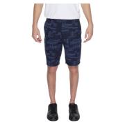 Blauwe Katoenen Shorts met Rits Armani Exchange , Blue , Heren