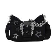 Schoudertas met zichtbaar logo Versace , Black , Dames