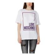 Wit Katoenen Bedrukt T-Shirt Vrouwen Love Moschino , White , Dames