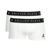 Elastische Boxershorts Zwart Logo Merk Philipp Plein , White , Heren