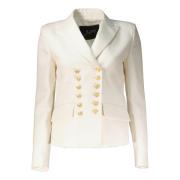 Korte aansluitende wollen canvas blazer Seafarer , White , Dames