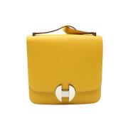 Pre-owned Leather hermes-bags Hermès Vintage , Yellow , Dames