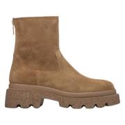 Bruine Velours Winter Enkellaarzen Estro , Brown , Dames