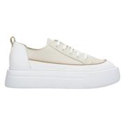 Dames Beige & Witte Lage Top Leren Sneakers Er00113363 Estro , Multico...