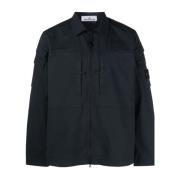 Navy Rits Shirt - Klassieke Stijl Stone Island , Blue , Heren