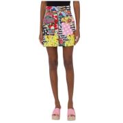 Patchwork Minirok met Vredessymbool Rits Moschino , Multicolor , Dames