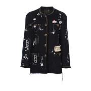 Indigo Tweed Slouch Jacket R13 , Black , Dames