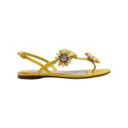 Pre-owned Leather sandals Miu Miu Pre-owned , Yellow , Dames