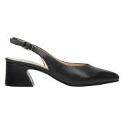 Dames Zwarte Leren Slingback Pumps Er00112812 Estro , Black , Dames