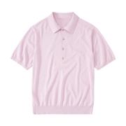 Katoenen Jersey Polo Shirt met 4 Knopen Closed , Pink , Heren