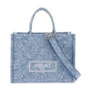 Barocco Jacquard Tote Tas Versace , Blue , Dames