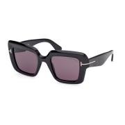 Zwarte Acetaat Dames Zonnebril - Vierkant Glanzend Zwart Tom Ford , Bl...