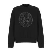 Zwarte Katoenen Sweatshirt met Logostud Palm Angels , Black , Heren