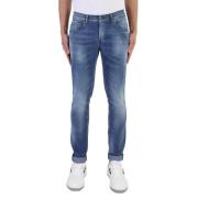 Skinny Fit Lage Taille Lichtblauwe Jeans Dondup , Blue , Heren