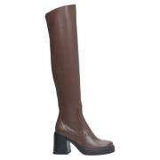 Dames Zwarte Leren Blokhak Laarzen Er00113891 Estro , Brown , Dames