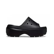 Sliders Crocs , Black , Dames