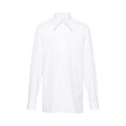 Witte Katoenen Overhemd met Vier-Stiksel Logo Maison Margiela , White ...