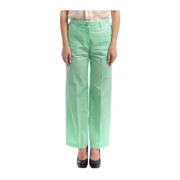 Katoenen enkellange rechte broek met riem Seventy , Green , Dames