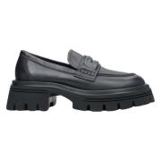 Dames Zwarte Leren Loafers met Dikke Zool Er00113783 Estro , Black , D...