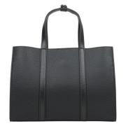 Luxe Zwarte Leren Shopper Tas Estro , Black , Dames