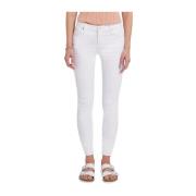 Hoge Taille Skinny Crop Jeans Wit 7 For All Mankind , White , Dames