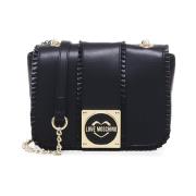 Zwarte Logo Tas met Metalen Band Love Moschino , Black , Dames