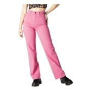 Straight Trousers Only , Pink , Dames