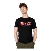 Klassieke Ronde Hals T-Shirt Guess , Black , Heren