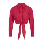 Rode Katoenen Poplin Overhemd met Knoopdetail Alessandro Enriquez , Re...