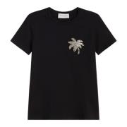 T-shirt met Rhinestone Palmboom Ermanno Scervino , Black , Dames
