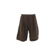 Bruine Linnen Shorts met Elastische Tailleband Ziggy Chen , Brown , He...