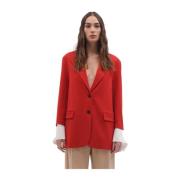 Rode Layered-Cuff Blazer Phisique du Role , Red , Dames