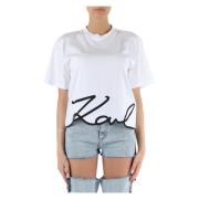 Geborduurd katoenen T-shirt Karl Lagerfeld , White , Dames