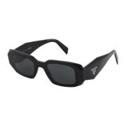 Rechthoekige zonnebril in zwart Prada , Black , Unisex