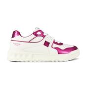 Rockstud Low-Top Sneakers in Wit/Roze Valentino , Multicolor , Dames