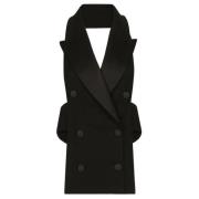 Zwart Wol-Blend Vest met Open Rug Dolce & Gabbana , Black , Dames