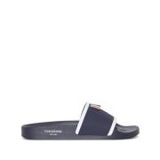 Marine Leren Sandalen met Grosgrain Trim Thom Browne , Blue , Heren