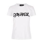 Wit Katoenen Jersey Crew Neck T-shirt Dsquared2 , White , Dames