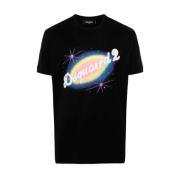 Zwarte Katoenen Logo T-Shirt Slim Fit Dsquared2 , Black , Heren