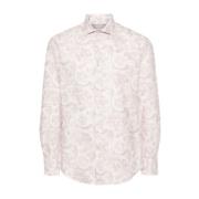 Roze Cashmere Print Shirt Brunello Cucinelli , Multicolor , Heren