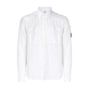 Witte Linnen Overhemd Puntkraag C.p. Company , White , Heren