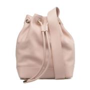 Leren Bucket Bag met Logo Details N21 , Pink , Dames