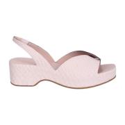 Platte sandaal met weving en slingback DEL Carlo , Pink , Dames