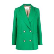 Groene Wolblend Double-Breasted Blazer IVY OAK , Green , Dames