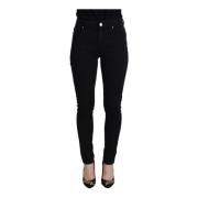 Zwarte Denim Broek met Logo Details Dolce & Gabbana , Black , Dames