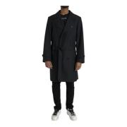 Zwarte Lange Trenchcoat Jas Dolce & Gabbana , Black , Heren