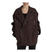 Donkerbruine Wol Bikerjas Dolce & Gabbana , Brown , Dames