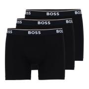 Elastische Katoenen Boxershorts 3-Pack Zwart Hugo Boss , Black , Heren