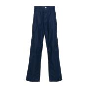 Donkerblauwe Tapered Katoenen Broek Stone Island , Blue , Heren