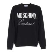 Zwarte Kristal Logo Sweatshirt Moschino , Black , Heren